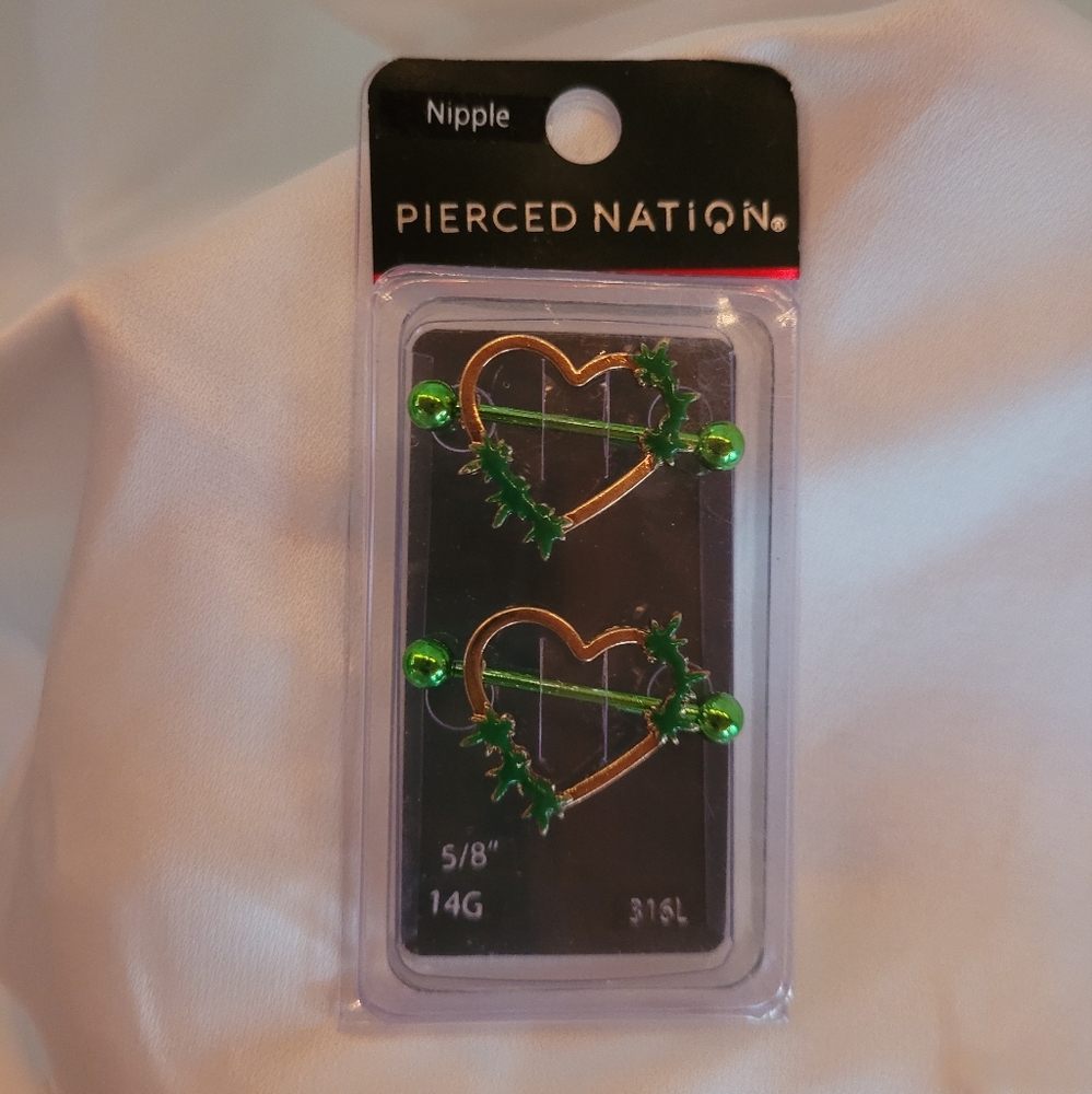 Pierced Nation Heart Nipple Rings